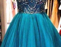 Royal Blue Spaghetti Straps Short Bridesmaid Dresses, Mint Prom Dresses ...