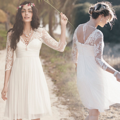 Three-Quarter Sleeve Long Bridesmaid Dresses