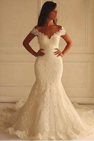 Long Wedding Dress,off Shoulder Wedding Dress,lace Wedding Dress,tulle Wedding Dress,mermaid Bridal Gown,pd0378